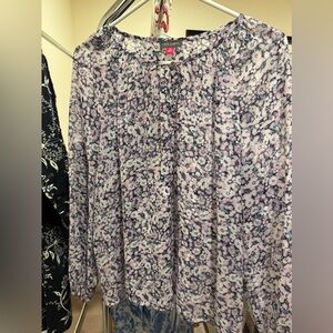 Vince Camuto Purple and Black Floral Blouse